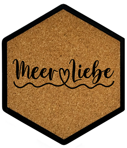 Premium Hexagon Untersetzer mit Flaschenöffner und Korkoberfläche
