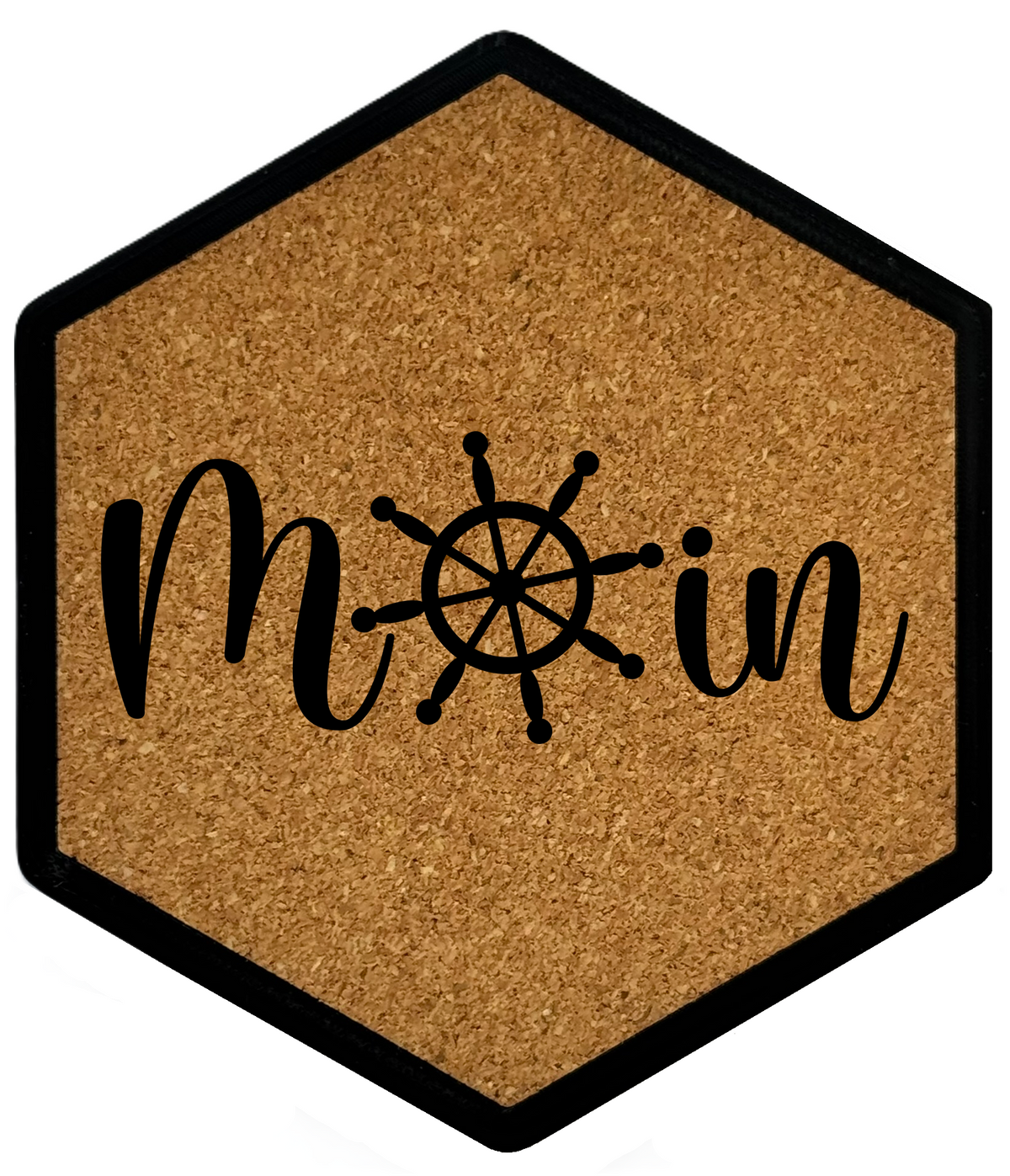 Premium Hexagon Untersetzer mit Flaschenöffner und Korkoberfläche
