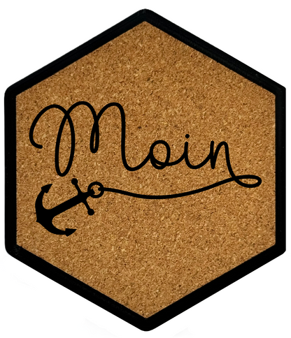 Premium Hexagon Untersetzer mit Flaschenöffner und Korkoberfläche