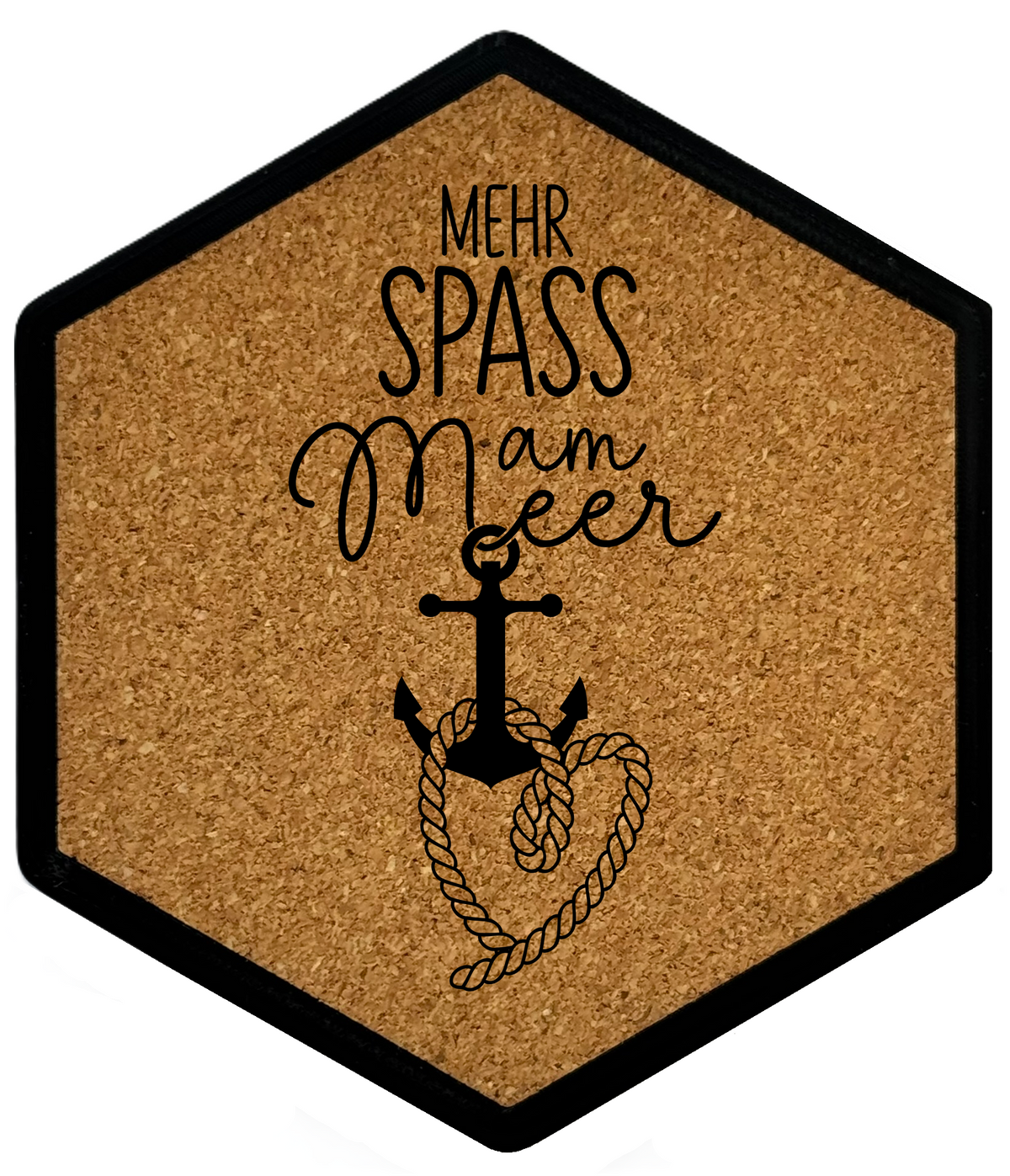 Hochwertiger Kork Getränkeuntersetzer für Bierflaschen und Gläser in maritimen Design mit Gravur