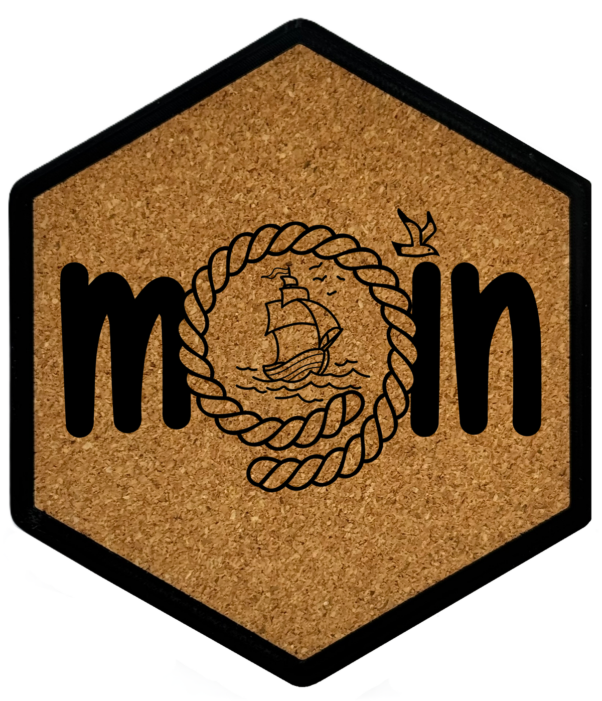 Kork Untersetzer mit Flaschenöffner und Meer Motiv