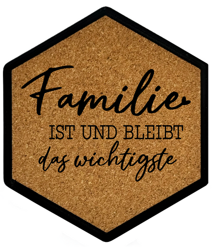 Kork Untersetzer mit Flaschenöffner und Family and Friends Motiv