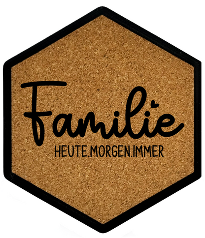Kork Untersetzer mit Flaschenöffner und Familie heute morgen immer Motiv