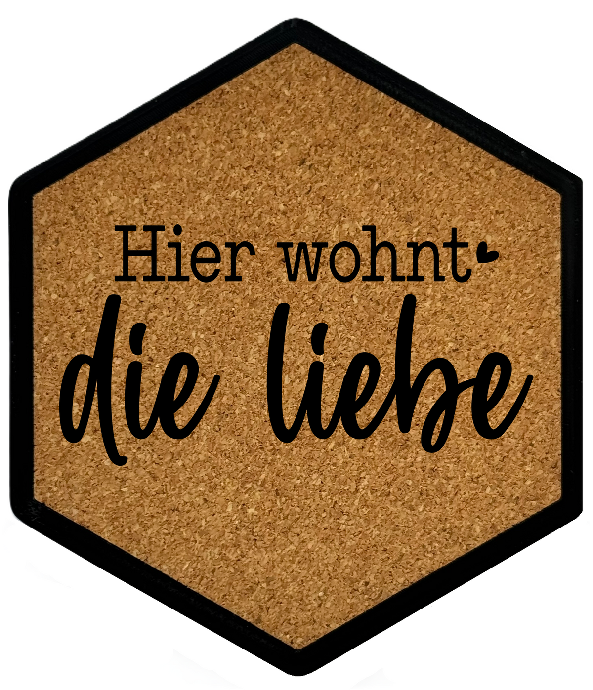 Kork Untersetzer mit Flaschenöffner und Hier wohnt die Liebe Motiv