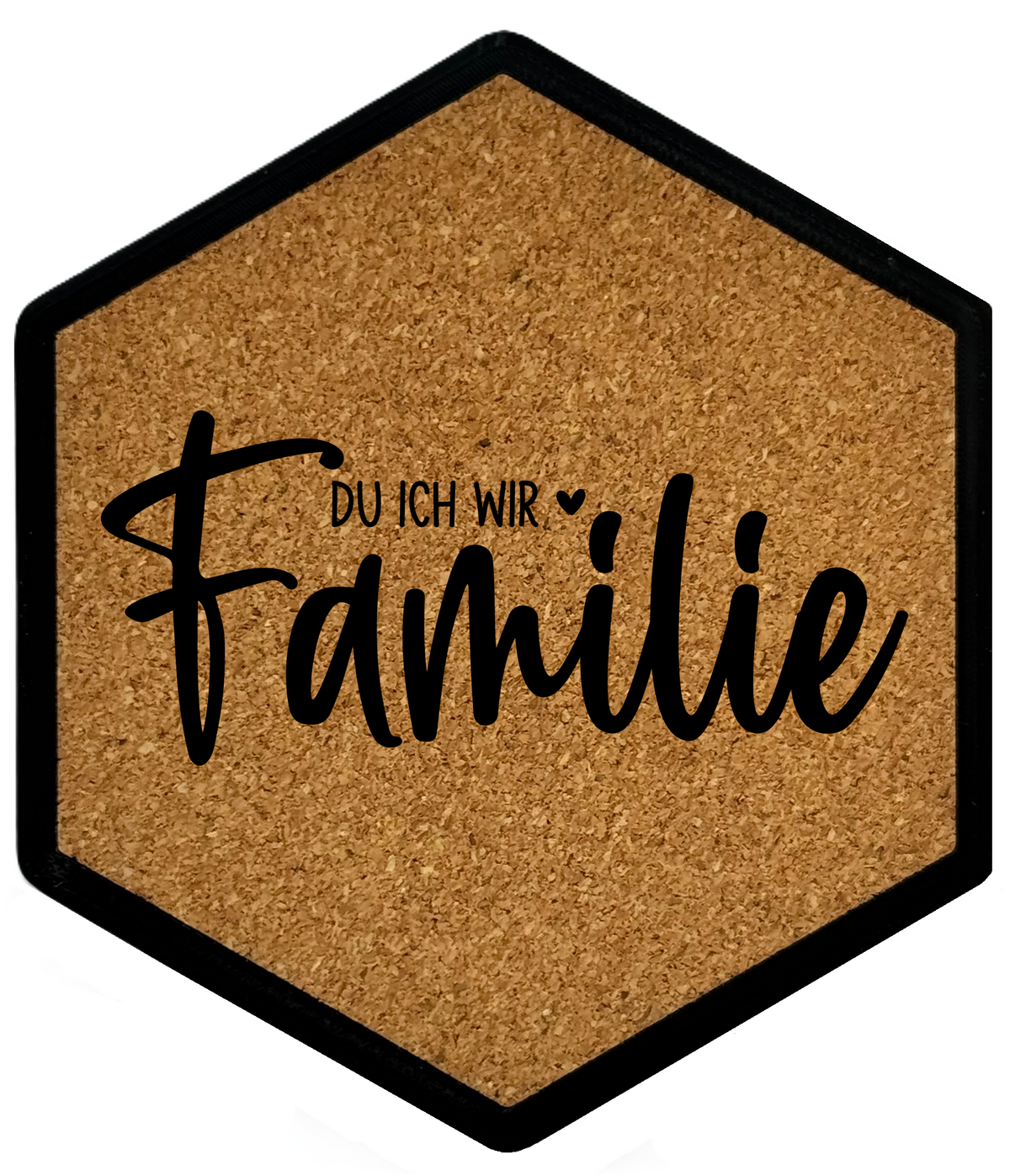 Kork Untersetzer mit Flaschenöffner und Motiv Du Ich Wir Familie