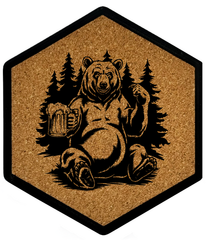 Kork Untersetzer mit Flaschenöffner und Motiv Grizzlybeer