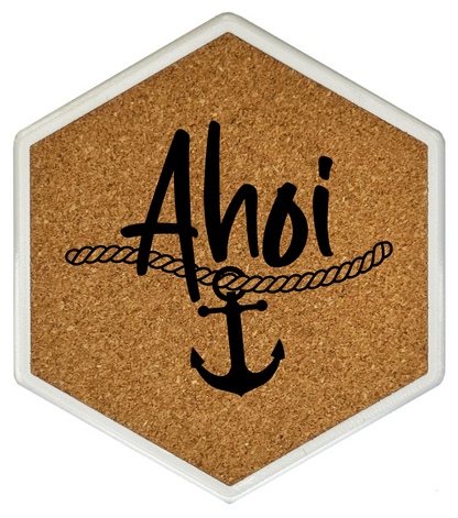 Hochwertiger Kork Getränkeuntersetzer für Bierflaschen und Gläser in maritimen Design