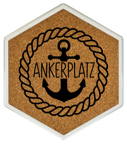 Hochwertiger Kork Getränkeuntersetzer für Bierflaschen und Gläser in maritimen Design