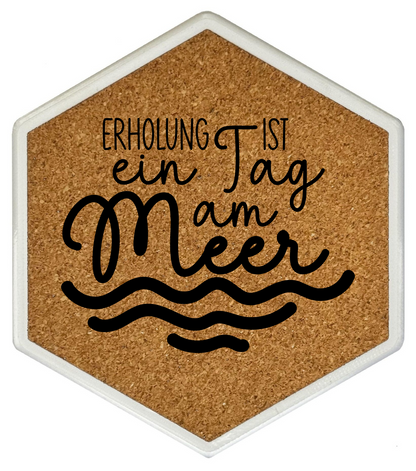 Hochwertiger Kork Getränkeuntersetzer für Bierflaschen und Gläser in maritinem Design