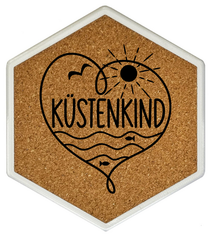 Hochwertiger Kork Getränkeuntersetzer für Bierflaschen und Gläser in maritimen Design mit Gravur