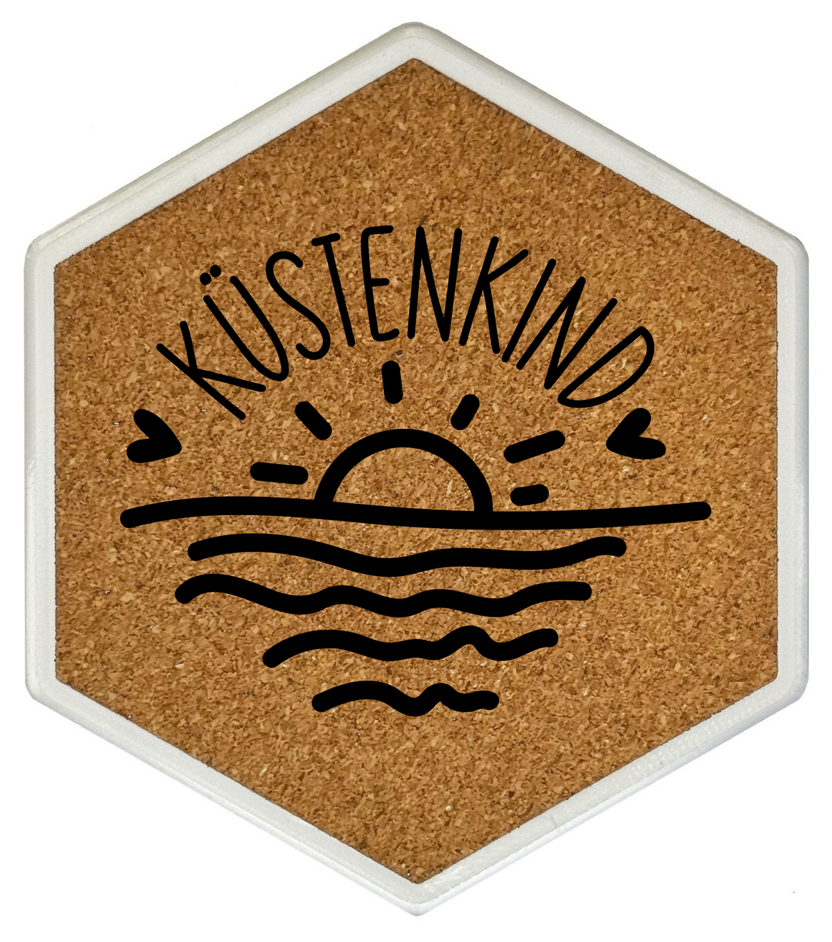 Hochwertiger Kork Getränkeuntersetzer für Bierflaschen und Gläser in maritimen Design mit Gravur