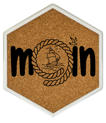 Premium Kork Getränkeuntersetzer mit Flaschenöffner im maritimen Design