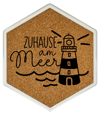 Kork Untersetzer mit Flaschenöffner und Meer Motiv