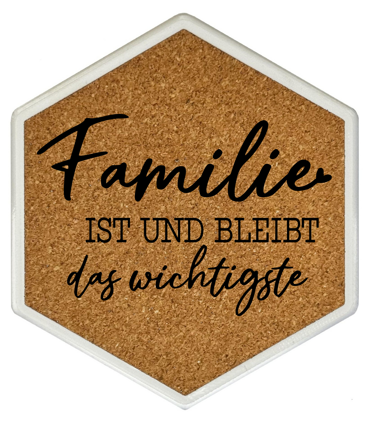 Kork Untersetzer mit Flaschenöffner und Family and Friends Motiv
