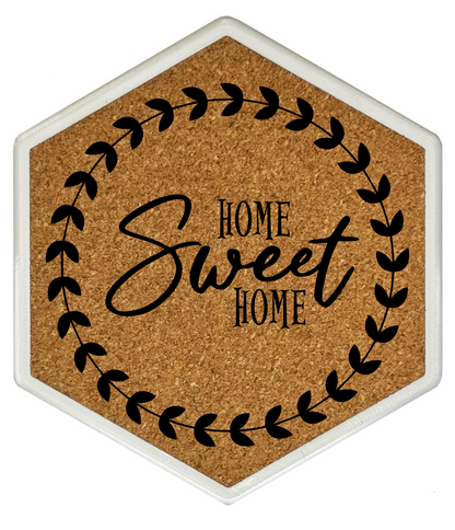 Kork Untersetzer mit Flaschenöffner und Home Sweet Home Motiv