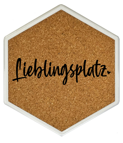Kork Untersetzer mit Flaschenöffner und Motiv Lieblingsplatz
