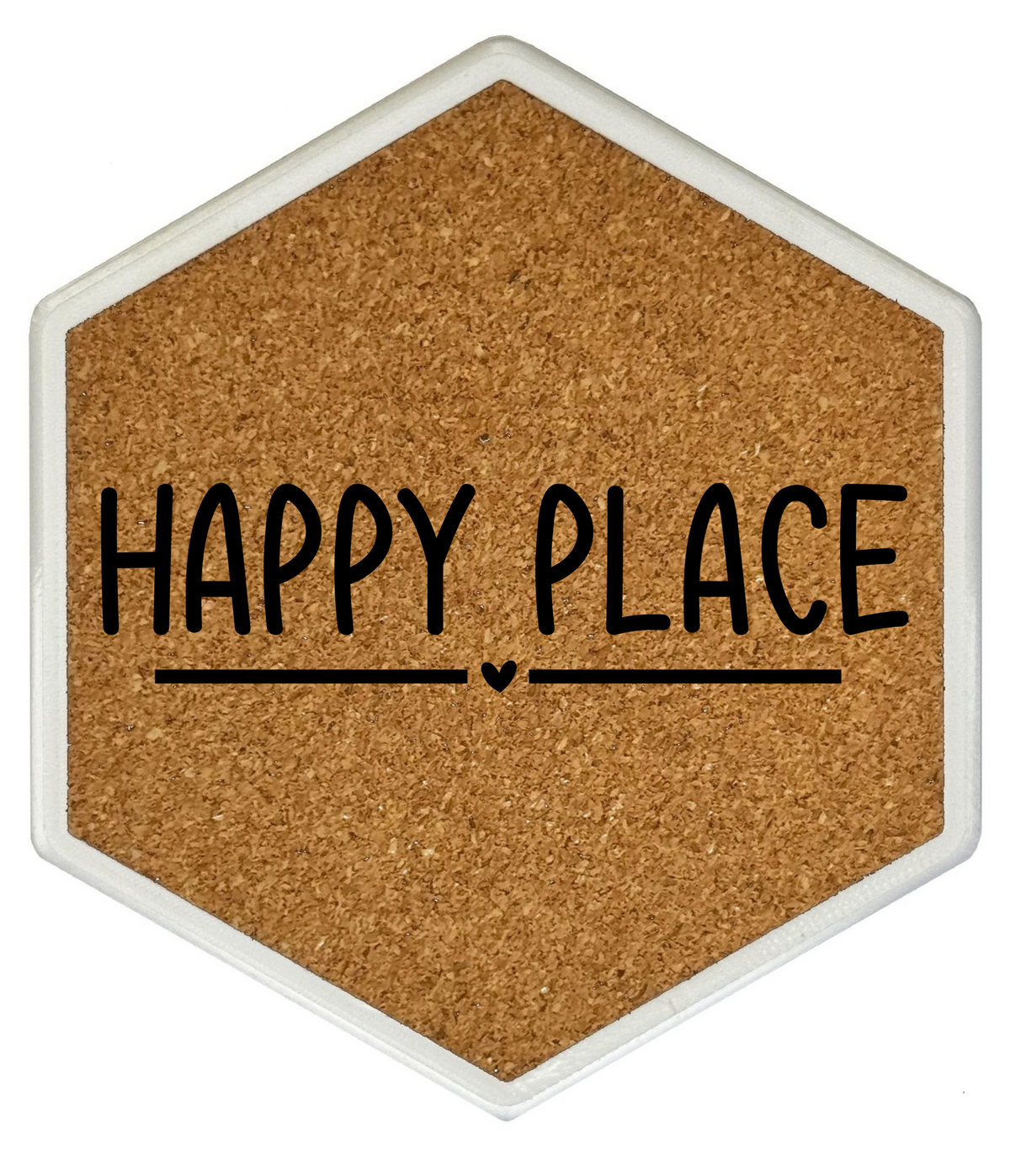 Kork Untersetzer mit Flaschenöffner und Motiv Happy Place