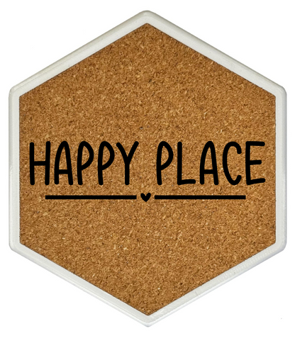 Kork Untersetzer mit Flaschenöffner und Motiv Happy Place