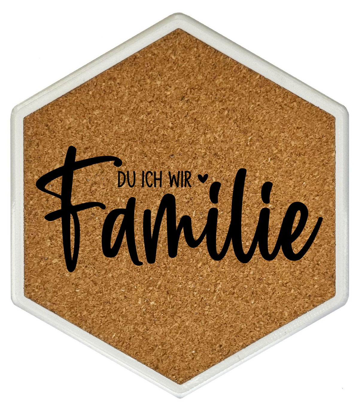 Kork Untersetzer mit Flaschenöffner und Motiv Du Ich Wir Familie